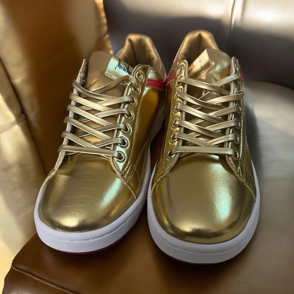 Trump Sneakers Men's Gold Patriotic Sneakers Size 7 - Picture 16 of 16